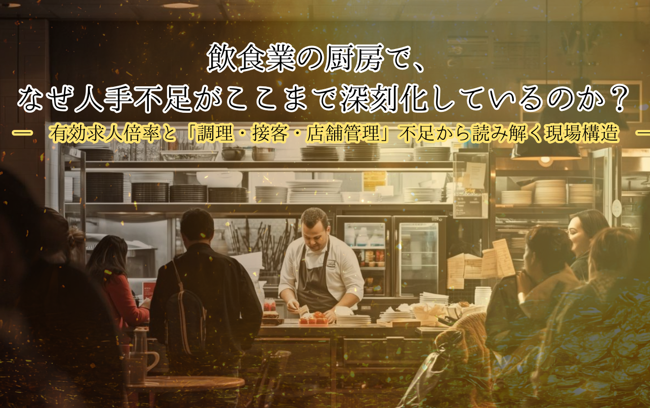 飲食業の厨房で、なぜ人手不足がここまで深刻化しているのか？― 有効求人倍率と「調理・接客・店舗管理」不足から読み解く現場構造 ―