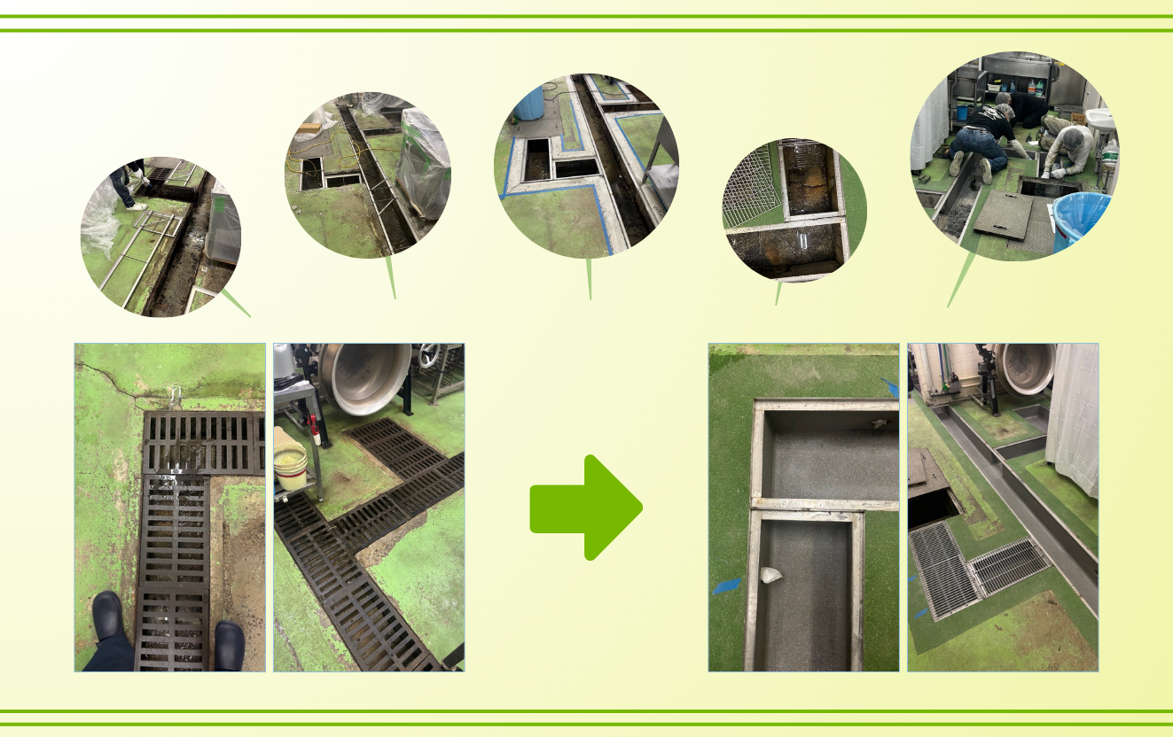 厨房の足元から支える。グレーチングの改修工事をお手伝いしました